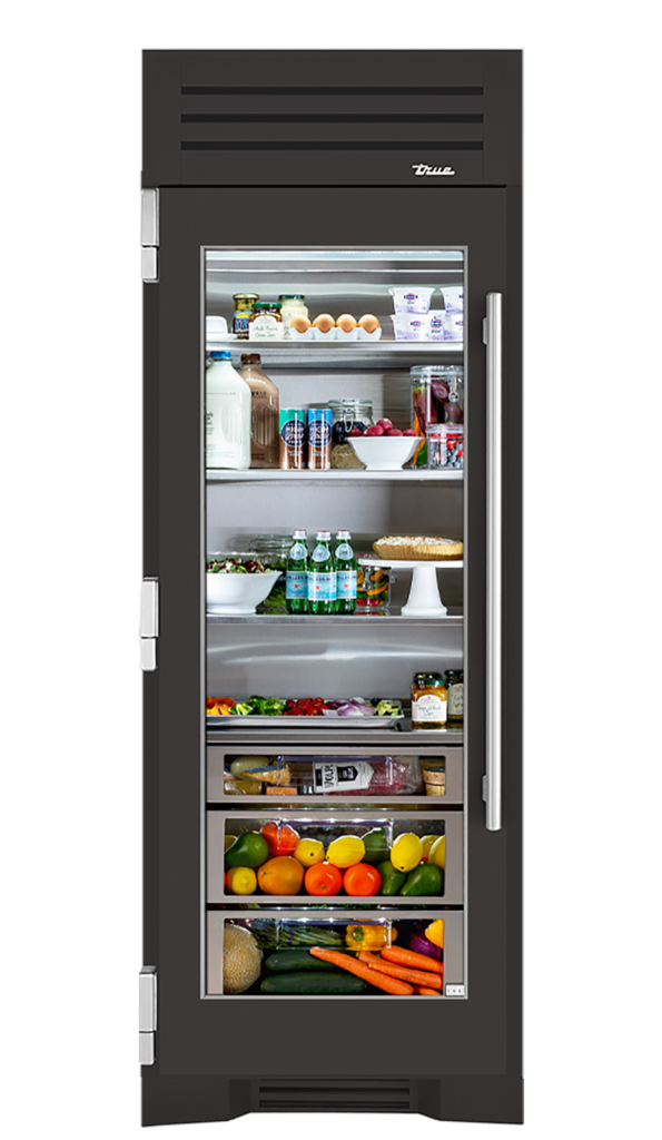 30" Glass Door Refrigerator Column in Ultra Matte Black
