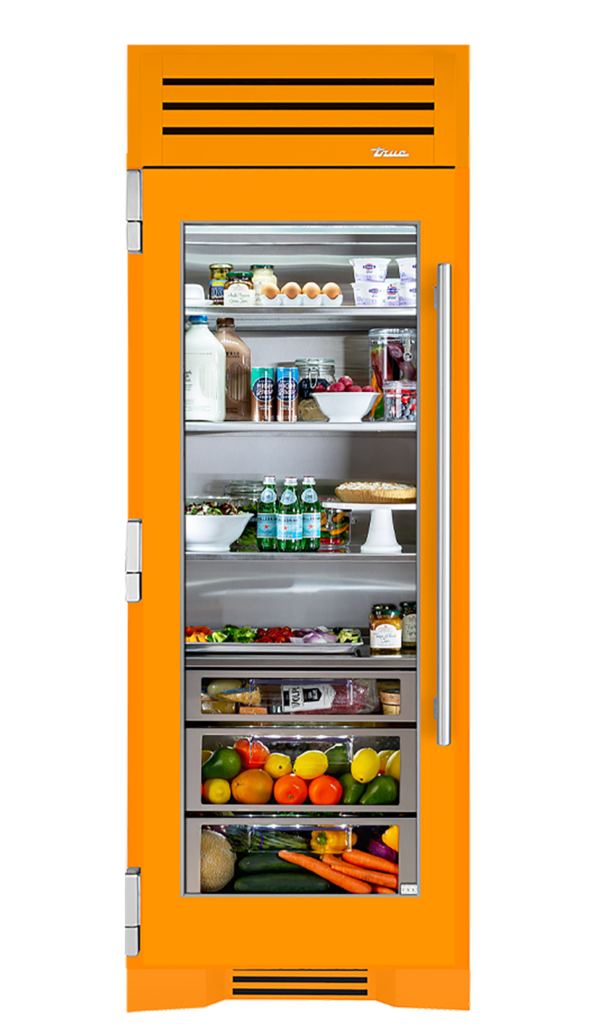 30" Glass Door Refrigerator Column in Saffron