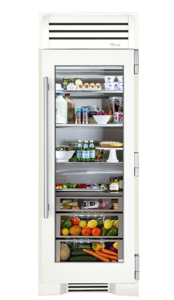 30" Glass Door Refrigerator Column in Matte White