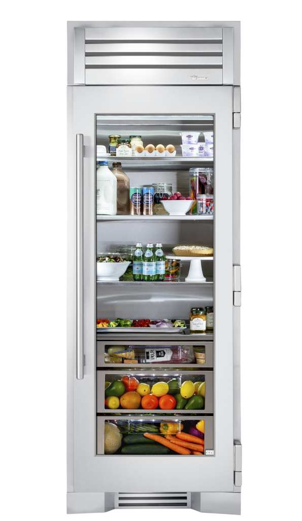 30" Glass Door Refrigerator Column in Stainless