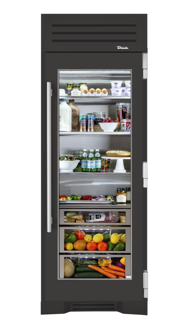 30" Glass Door Refrigerator Column in Ultra Matte Black