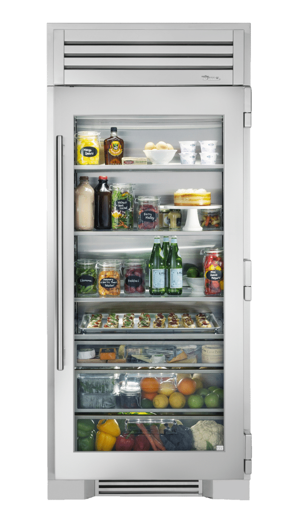 large glass front fridge