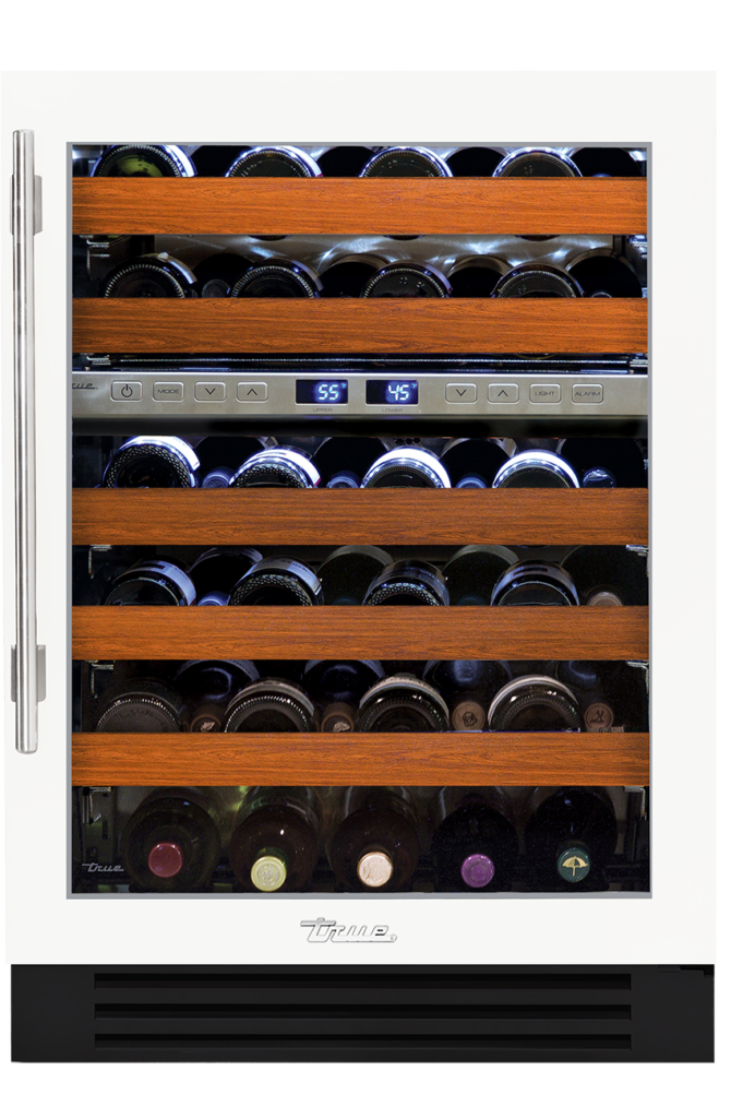 24" dual zone undercounter wine cabinet in matte white