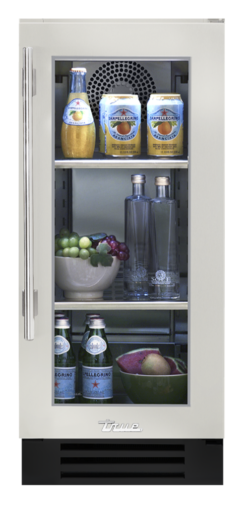15" undercounter refrigerator in antique white and glass