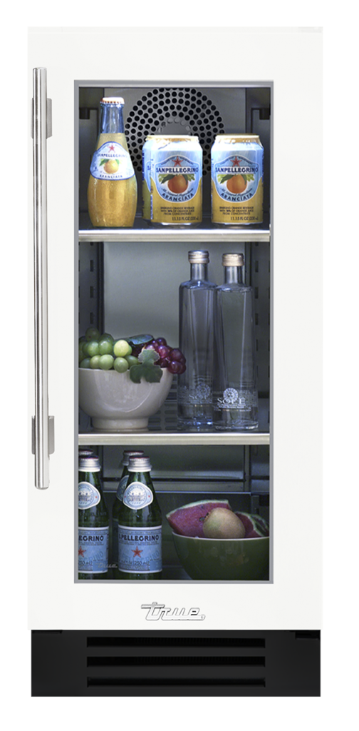 15" undercounter refrigerator in matte white and glass