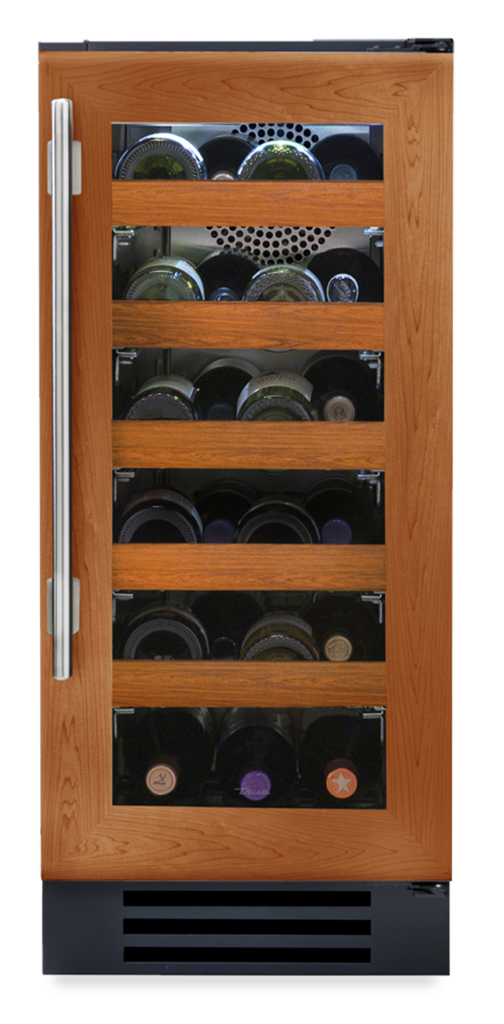 15" Undercounter wine cabinet with overlay and glass