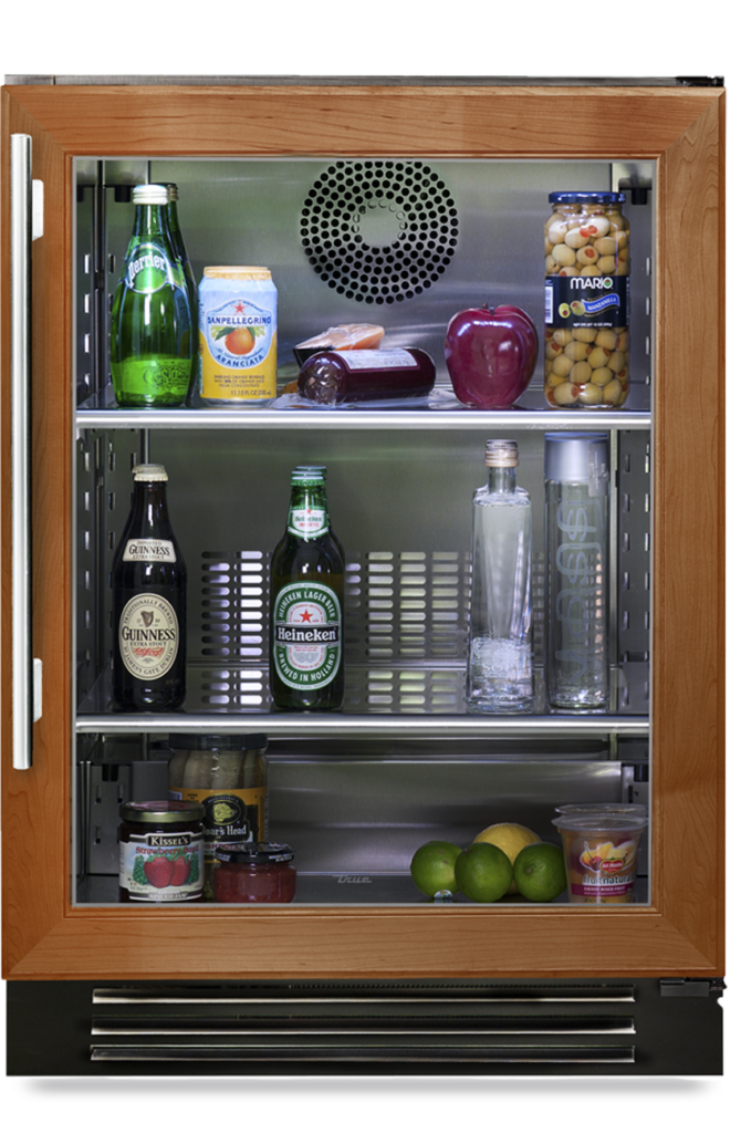 24" undercounter refrigerator with overlay glass
