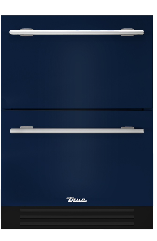 Undercounter refrigerator drawer in cobalt