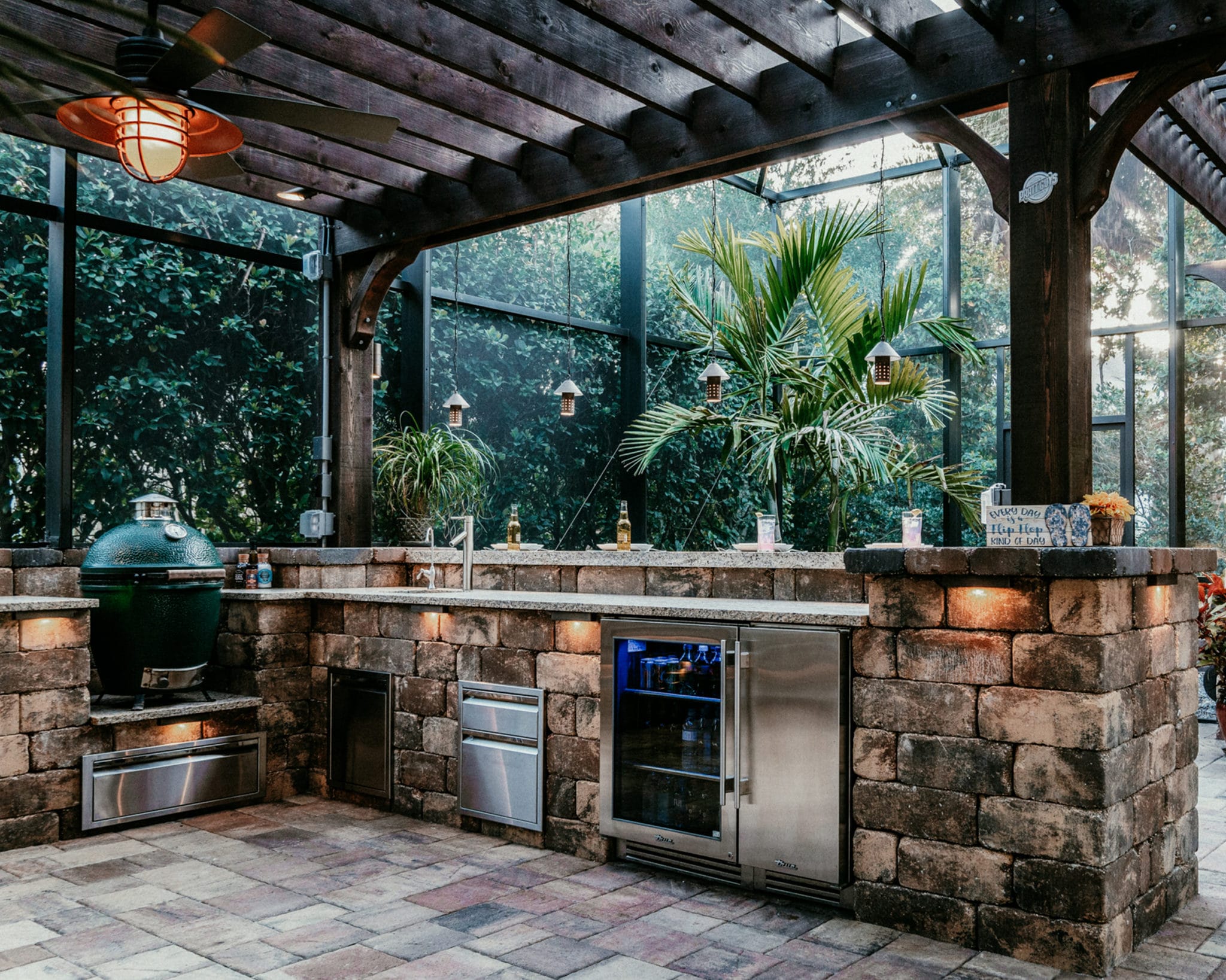 outdoor kitchen with True undercounter refrigeration